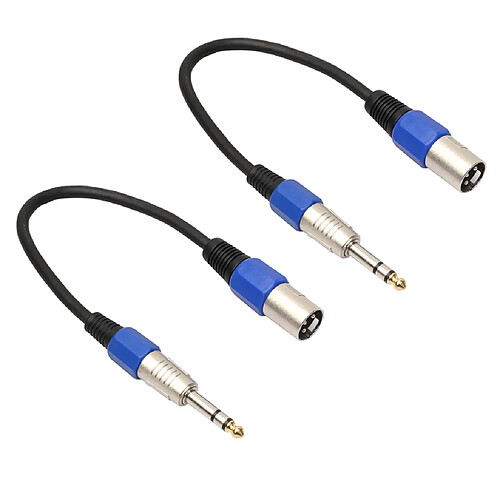 2 Pcs 1ft / 0,3 M Micro Câble Câble Microphone XLR Mâle à 6.35mm TRS Mâle Pour Ordinateur Haut-Parleur Mélangeur