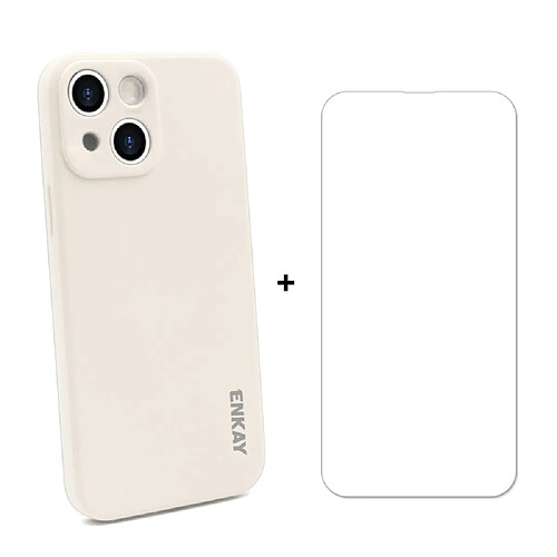 Enkay Coque en silicone beige pour votre Apple iPhone 13 6.1 pouces