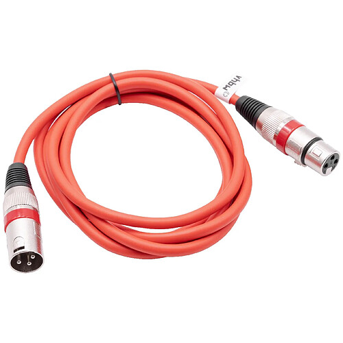 vhbw Câble lumière DMX, 2m, prise XLR mâle et femelle, 3 broches, câble PVC, rouge compatible avec éclairage scénique, projecteurs ...