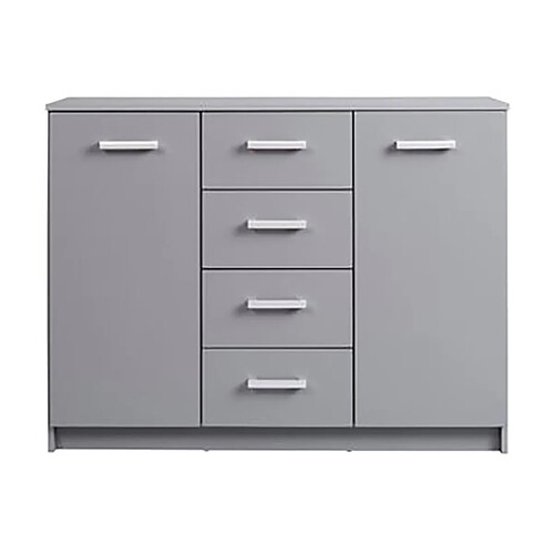 Pegane Buffet 2 portes + 4 tiroirs coloris gris graphite - Longueur 119,2 x hauteur 91,5 x profondeur 40 cm