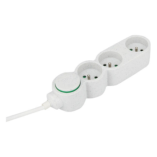 Bloc multiprises écoresponsable 3 prises 2P+T Home Green - Blanc - Zenitech