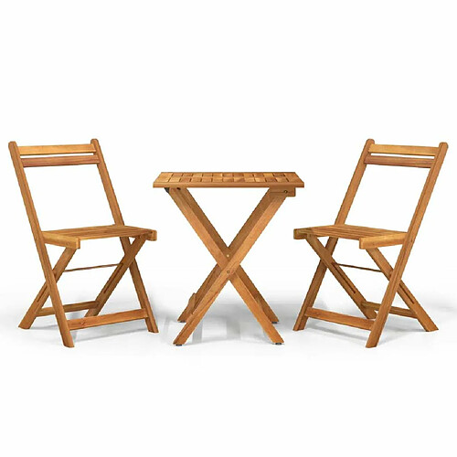 Maison Chic Table de bistro pliable et chaises d'extérieur 3 pcs,Ensemble de bistro de jardin pour relax bois d'acacia solide -GKD706266