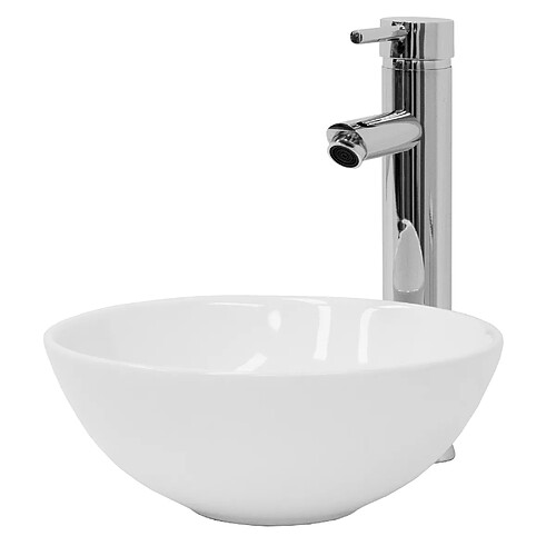 ML-Design Lavabo en céramique pour salle de bain lavabo á poser forme ronde Ø 28x11,6 cm