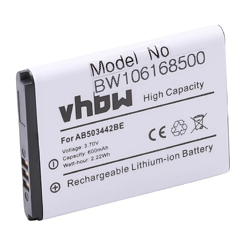 Vhbw Batterie LI-ION compatible pour SAMSUNG SGH-E570, SGH-E488, SGH-E690, SGH-J578, SGH-J700, SGH-J700v, SGH-Z150 remplace AB503442BE, AB503442BUCSTD