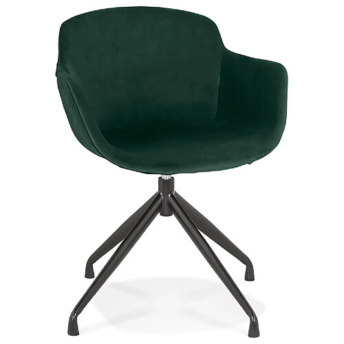 Alterego Chaise design avec accoudoirs 'GRAPIN' en velours vert