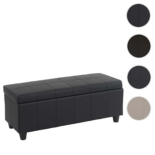 Mendler Banc/banquette/coffre de rangement Kriens, 114x45x45cm, similicuir ~ noir mat