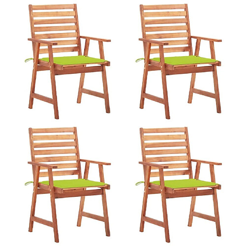 Maison Chic Lot de 4 Chaises à dîner de jardin avec coussins,Fauteuil/Chaises à manger d'extérieur Acacia massif -MN65216