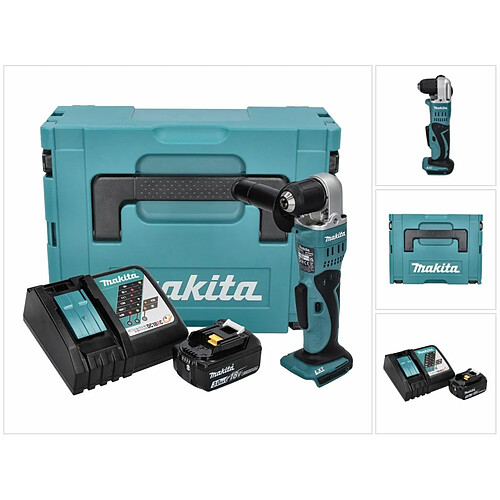 Makita DDA 351 RF1J Perceuse d'angle sans fil 18 V 13,5 Nm + 1x Batterie 3,0 Ah + Chargeur + Coffret de transport