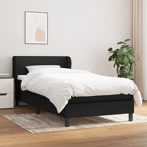 Maison Chic Lit Adulte - Lit simple Lit à sommier tapissier et matelas moelleux - Meuble de Chambre - Noir 80x200 cm Tissu -MN92132