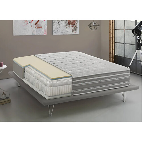 Autrement Matelas Talamo Italia Single Mack, Fabriqué en Italie, Orthopédique en mousse à mémoire de forme et ressorts micro-pochés, Anti-acarien et Hypoallergénique, cm 80x190 h37