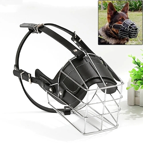 Wewoo Muselières chien Cage en acier style panier fil museau protection couverture avec bracelet en cuir, taille: XXL