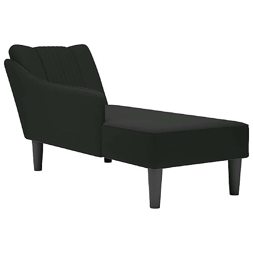 vidaXL Fauteuil long avec accoudoir droit noir velours