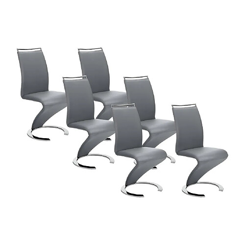 Vente-Unique Lot de 6 chaises TWIZY - Simili gris