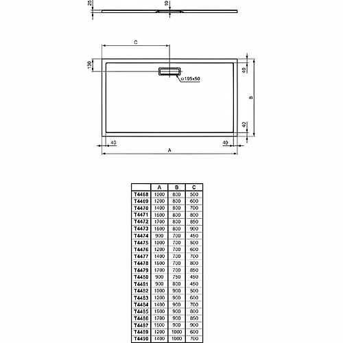 Receveur 140 x 90 cm - ULTRAFLAT NEW - extra-plat 2,5 cm - blanc brillant brillant - Ideal Standard