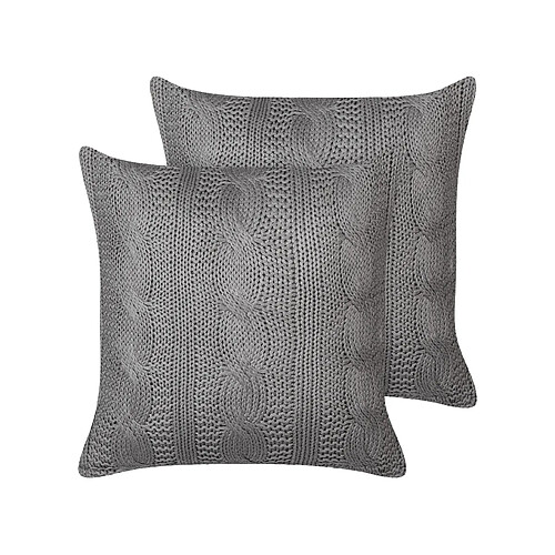 Beliani Lot de 2 coussins CONSTYLIS Coton 45 x 45 cm Unicolore Gris foncé