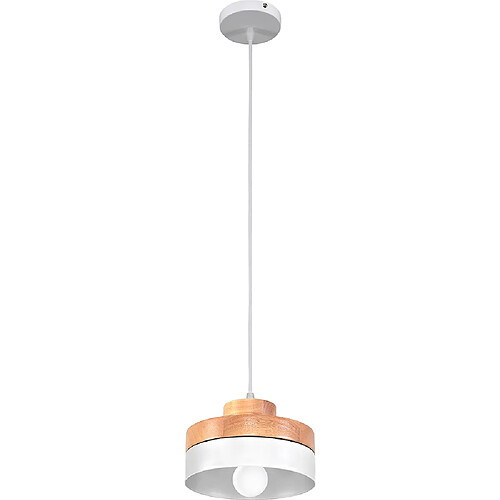 ICONIK INTERIOR Lampe suspendue de style scandinave Eigil - Bois et métal Blanc