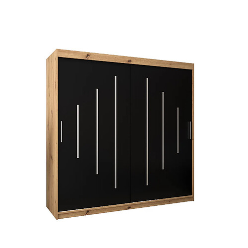 Abiks Meble Armoire YORK À Portes Coulissantes 200/200/62 2 Portes (Artisan/Noir)