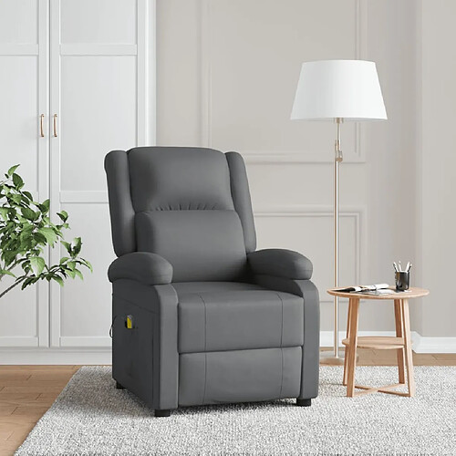 vidaXL Fauteuil de massage Anthracite Similicuir