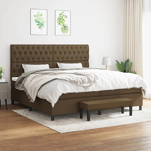 vidaXL Sommier à lattes de lit avec matelas Marron foncé 200x200 cm