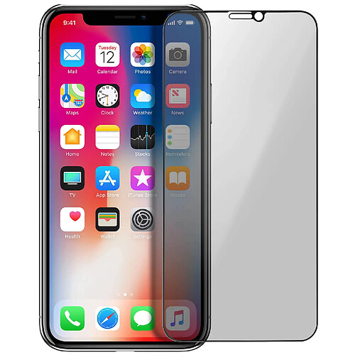 Avizar Film Écran iPhone X et XS Verre Trempé Biseauté Anti-espion Bord noir