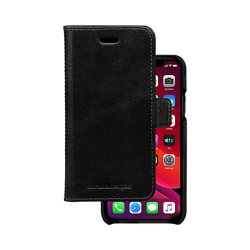 DBRAMANTE1928 Étui pour iPhone 11 Pro Folio 2 en 1 Modèle Lynge en Cuir avec Porte-Cartes Noir