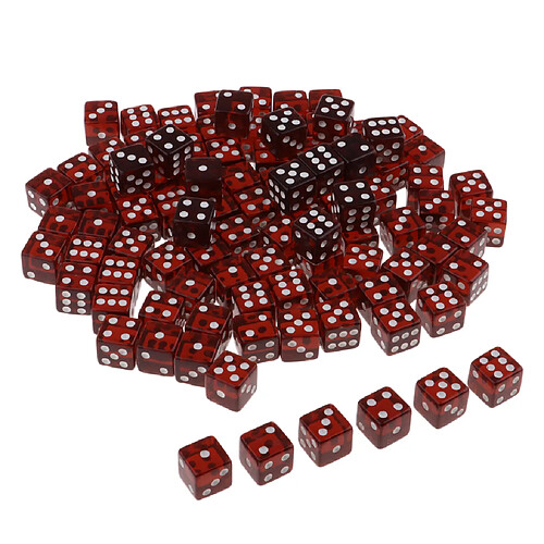 100pcs 6 dés de jeu dés 15mm dés pour jeux de société et enseignement des mathématiques Brown