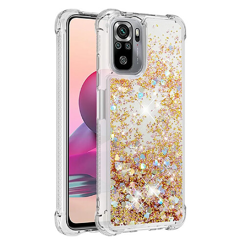 Coque en TPU Amortissement dynamique des sables mouvants Coeurs d'or pour votre Xiaomi Redmi Note 10S/Note 10 4G