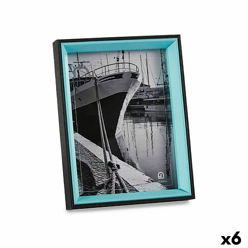 Gift Decor Cadre photo Verre Noir Bleu Bois MDF (3 x 22 x 17 cm) (6 Unités)