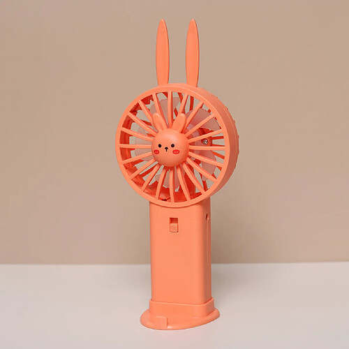 (Orange) Mini Ventilateur De Chargement Portable Usb Adorable Design En Forme De Lapin Idéal Pour L'Été