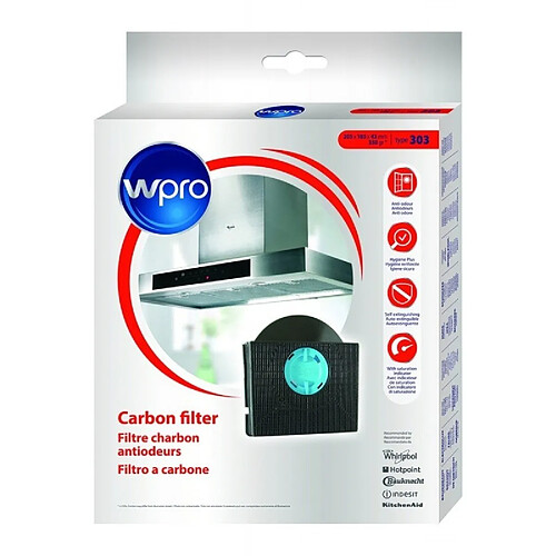 WPRO Filtre de Hotte à Charbon Type 303 Forme Carré avec Casquette pour Hottes Whirlpool AKR769 / AKR770 / AKR771 / AKR772