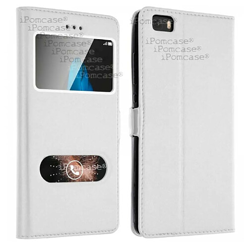 Ipomcase Coque Etui Blanc Décrochage Appel HUAWEI P8 LITE