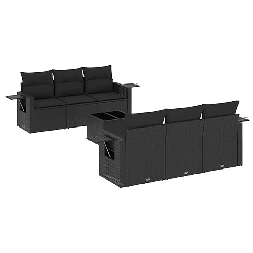 Maison Chic Ensemble Tables et chaises d'extérieur 7pcs avec coussins,Salon de jardin noir résine tressée -GKD679192