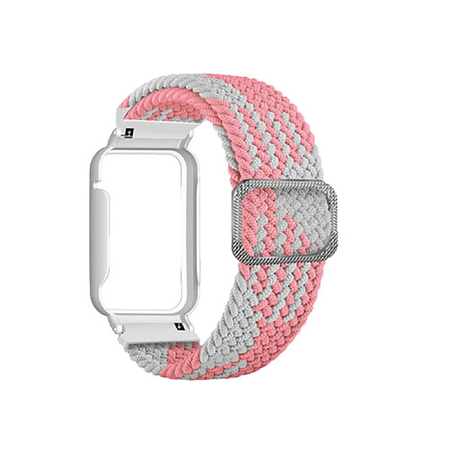 Bracelet en nylon élastique tressé pour votre Xiaomi Mi Band 7 Pro - Blanc rose/blanc