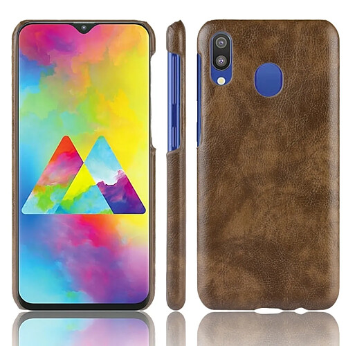 Wewoo Coque antichoc Litchi Texture PC + PU pour Galaxy M20 (Marron)