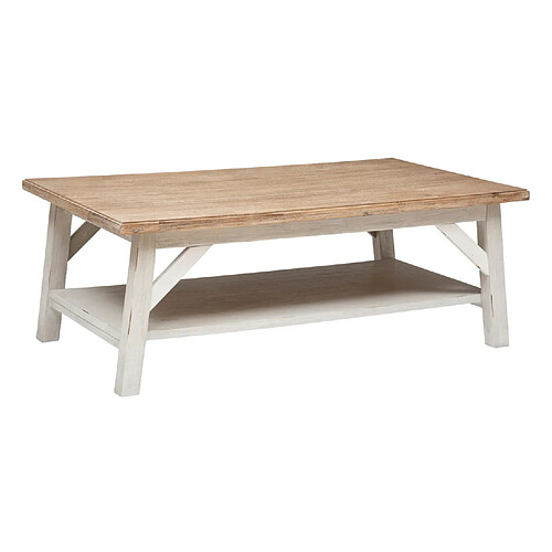 Pegane Table basse en bois d'acacia et MDF coloris blanc - longueur 120 x Profondeur 70 x Hauteur 44,5 cm