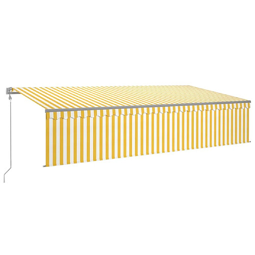 Maison Chic Auvent automatique | Store banne extérieur | Marquise store capteur de vent LED 6x3 m Jaune/blanc -MN82706