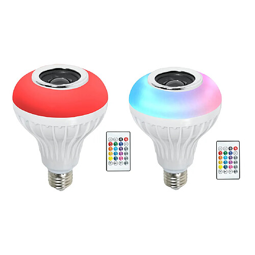 2x Ampoule Bluetooth Sans Fil à Changement De Couleur LED Lampes De Haut-parleur De Musique Intelligente