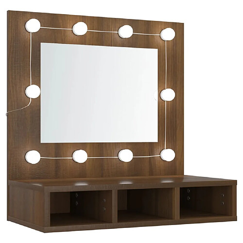 Helloshop26 Armoire à miroir avec led chêne 60 x 31,5 x 62 cm marron 02_0006665