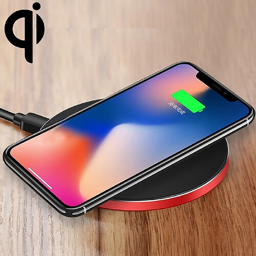 Wewoo Chargeur sans fil ultra-mince en alliage d'aluminium charge rapide Qi (noir rouge)