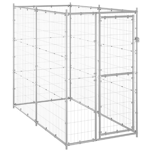 vidaXL Chenil extérieur pour chiens Acier galvanisé 110x220x180 cm