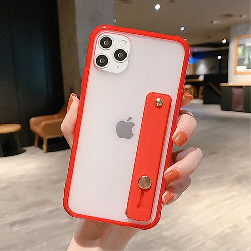 Coque en TPU hybride mat avec béquille en dragonne rouge pour votre Apple iPhone 11 Pro Max 6.5 pouces