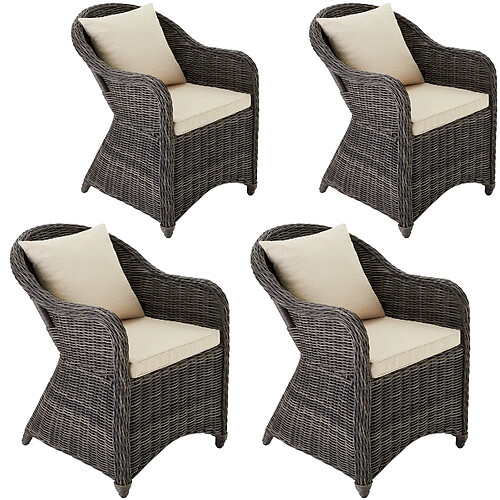 Tectake Lot de 4 fauteuils de jardin luxe - gris