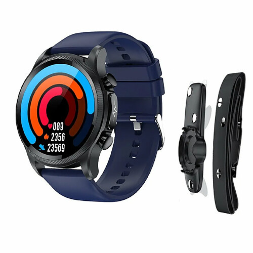 E400 Montre Intelligente Ecg Ppg Surveillance De L'Oxygène Sanguin Ip68 Étanche Smartwatch Ceinture Bleue Avec Support