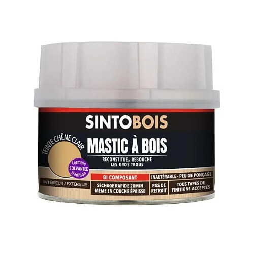 Mastic à bois Sintobois, chêne foncé, boîte de 500 ml