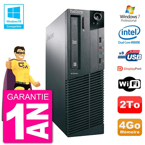 PC Lenovo ThinkCentre M82 SFF G2020 RAM 4Go Disque Dur 2To Graveur DVD Wifi W7 · Occasion