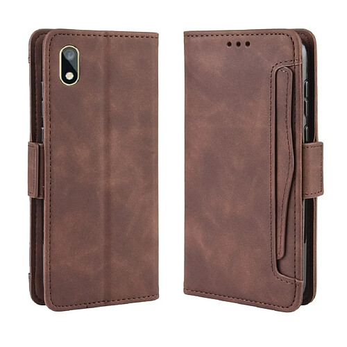 Wewoo Housse Coque Étui en cuir à Motif peau de veau de style portefeuille pour Huawei Y5 2019 / Honor 8Savec fente carte séparée marron