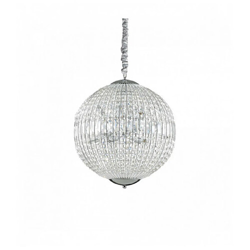 Ideal Lux Suspension Chromée en cristal LUXOR 8 ampoules