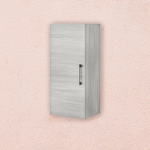 Kiamami Valentina MEUBLE HAUT DE SALLE DE BAIN CHÊNE GRIS EFFET BOIS 1 PORTE RÉVERSIBLE | RIMINI