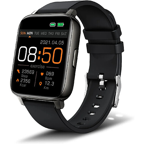 Montre Connectée Femmes Homme, 1.69'' Montre Intelligente Smartwatch avec Cardiofrequencemètre Sommeil Moniteur, Bracelet Connecté IP68 Fitness Tracker avec Chronometre de Podometre pour Andriod iOS, Noir