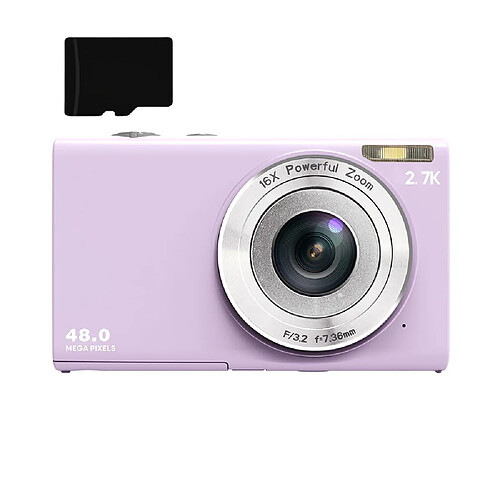 INF Appareil photo numérique 48MP 2,7K FHD zoom numérique 16X, webcam, mise au point automatique LightPurple